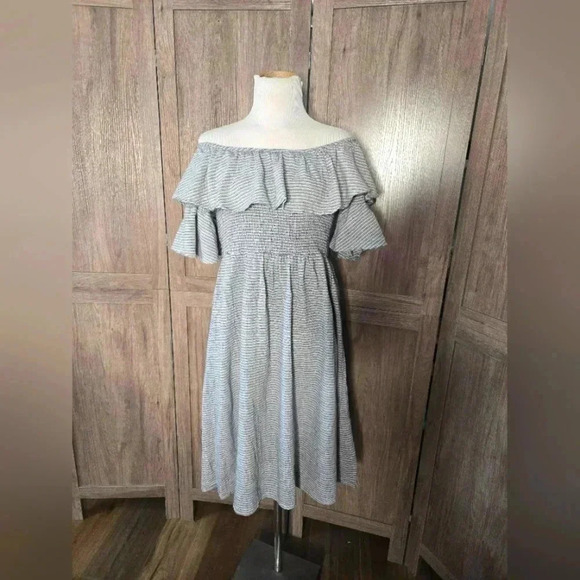ODDY Dresses & Skirts - Striped womens gray white dress